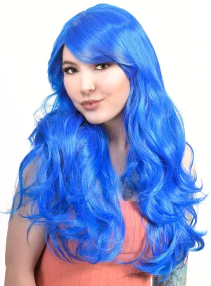 Evie Royal Blue Long Wavy Womens Costume Wig