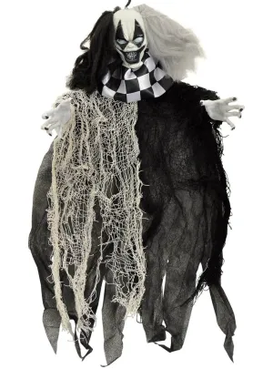 Evil Black and White Clown 57cm Hanging Halloween Decoration