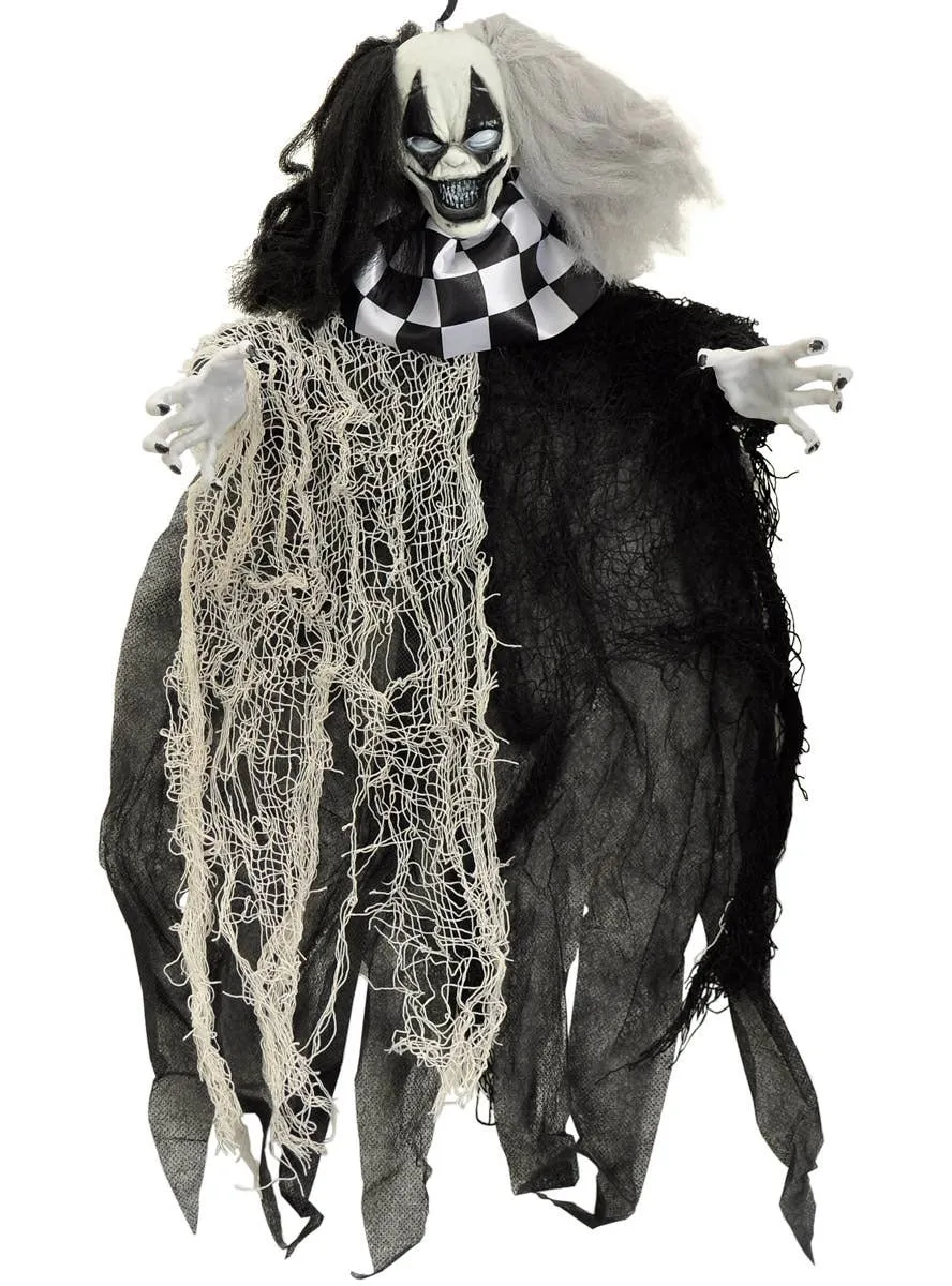 Evil Black and White Clown 57cm Hanging Halloween Decoration