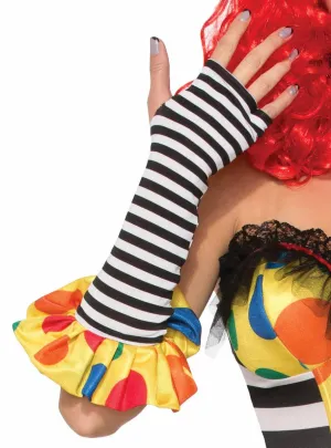 Evil Clown Black and White Striped Costume Gloves