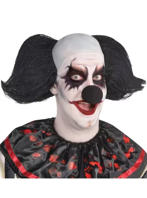 Evil Clown Mens Black Bald Top Halloween Costume Wig