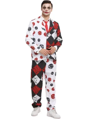 Evil Clown Print Mens Halloween Suit Costume