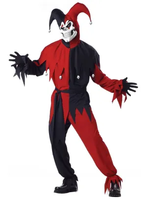 Evil Court Jester Mens Fancy Dress Halloween Costume