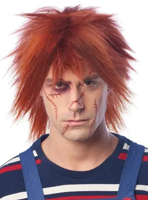 Evil Doll Mens Short Red Chucky Halloween Costume Wig