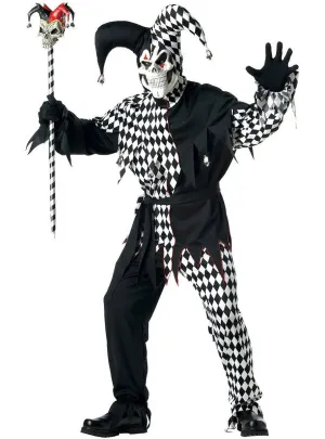 Evil Jester Mens Harlequin Halloween Costume