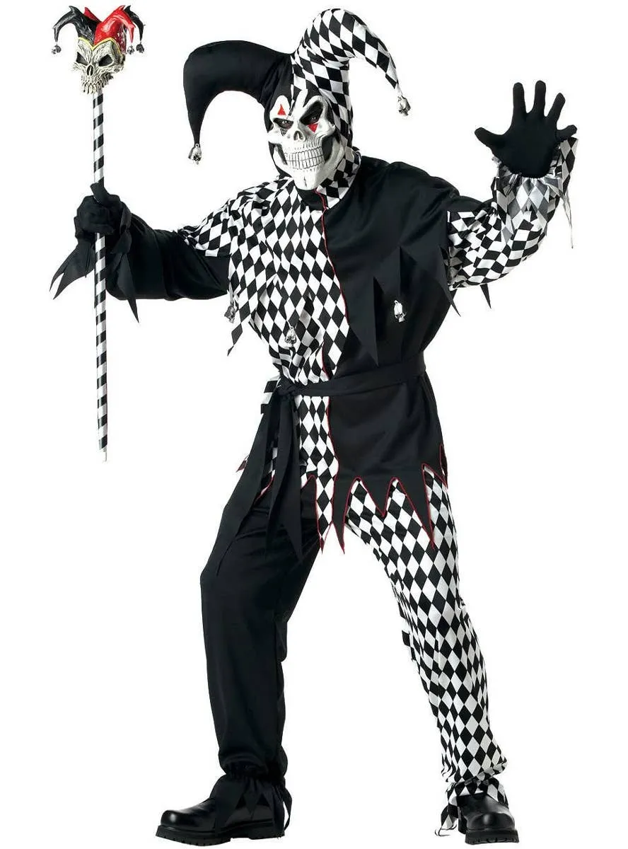 Evil Jester Mens Harlequin Halloween Costume