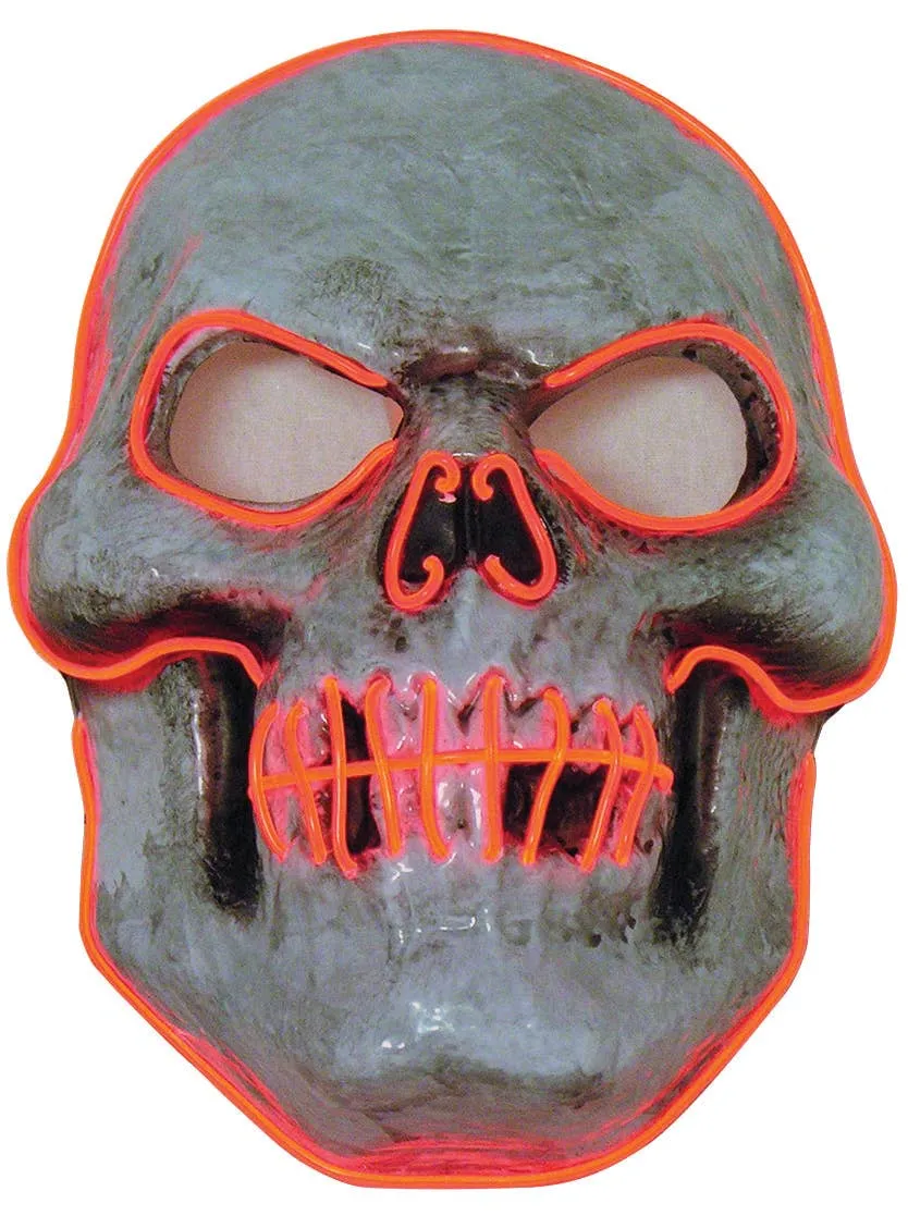 Evil Orange Skull LED Light Up Halloween Costume Mask