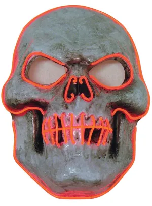 Evil Orange Skull LED Light Up Halloween Costume Mask