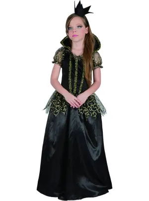 Evil Queen Girls Black and Gold Halloween Costume