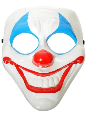 Evil Red and Blue Clown Plastic Halloween Mask