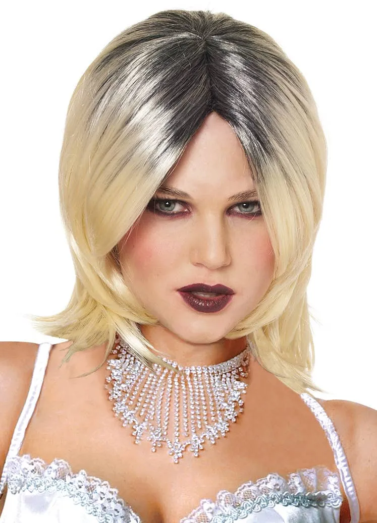 Evil Valentine Bride Womens Short Blonde Halloween Wig
