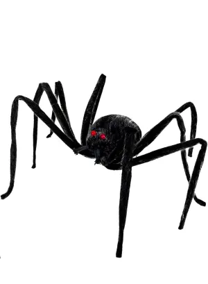 Extendible Furry Black Spider Halloween Decoration