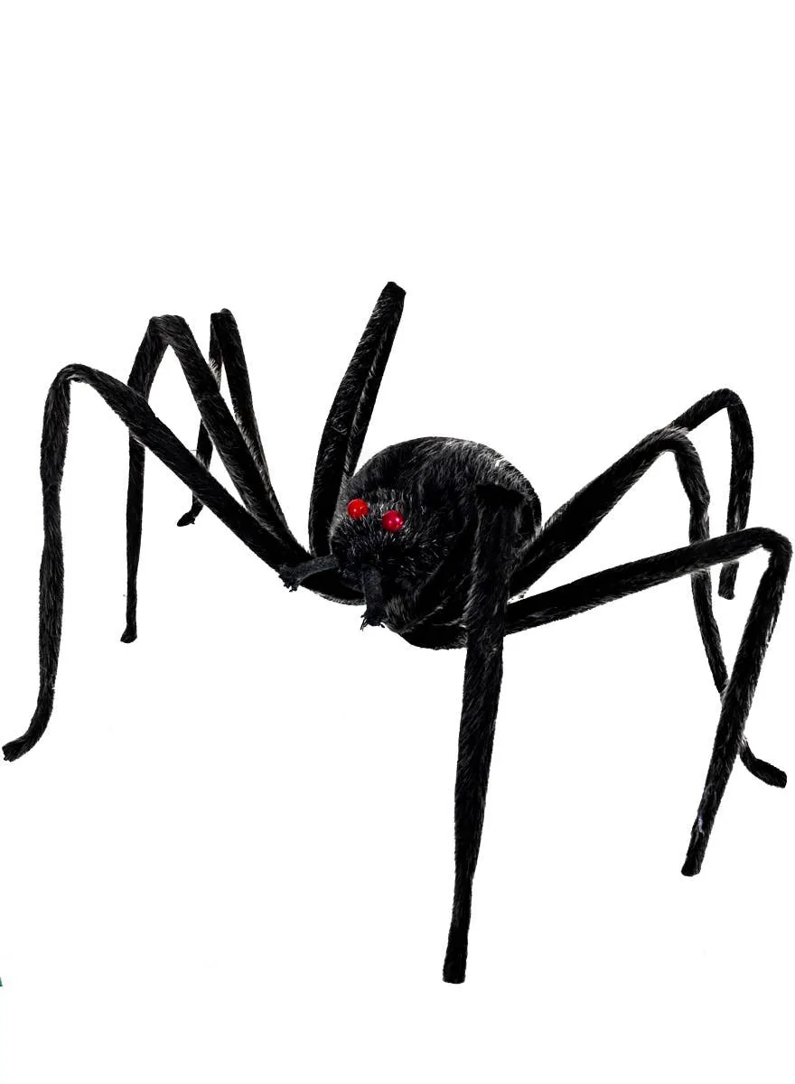 Extendible Furry Black Spider Halloween Decoration
