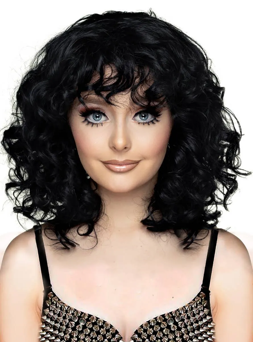 Extra Curly Short Black Womens Costume Wig