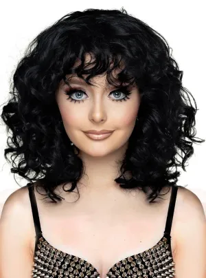 Extra Curly Short Black Womens Costume Wig