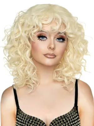 Extra Curly Short Blonde Womens Costume Wig