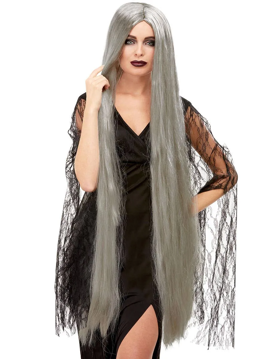 Extra Long 120cm Grey Womens Halloween Costume Wig