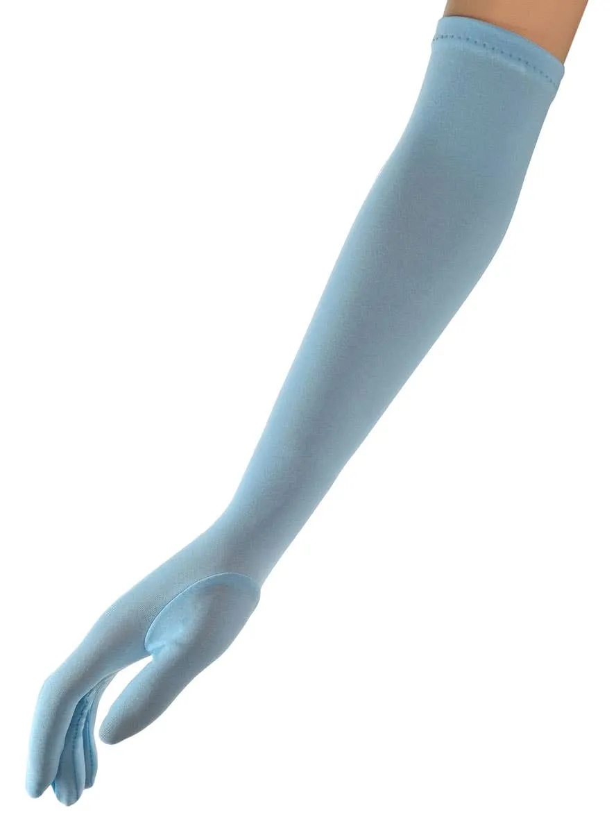 Extra Long Baby Blue Adults Costume Gloves