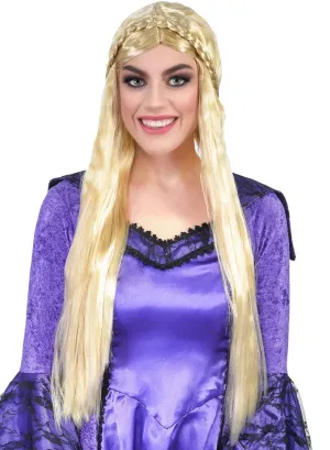 Extra Long Blonde Womens Princess Costume Wig with Braid