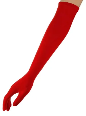 Extra Long Bright Red Adults Costume Gloves