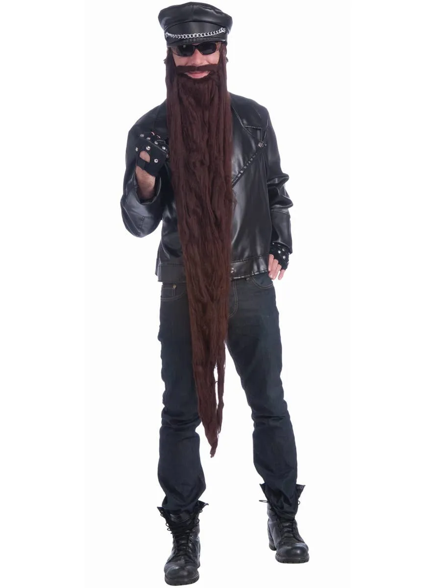 Extra Long Brown ZZ Top Style Costume Beard