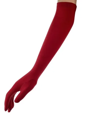 Extra Long Deep Red Adults Costume Gloves