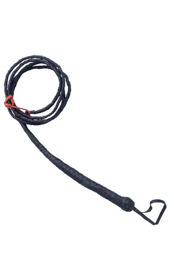 Extra Long Leather Look Black Costume Whip
