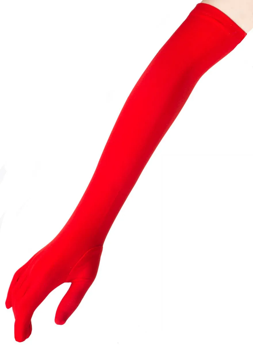 Extra Long Matte Red Opera Costume Gloves