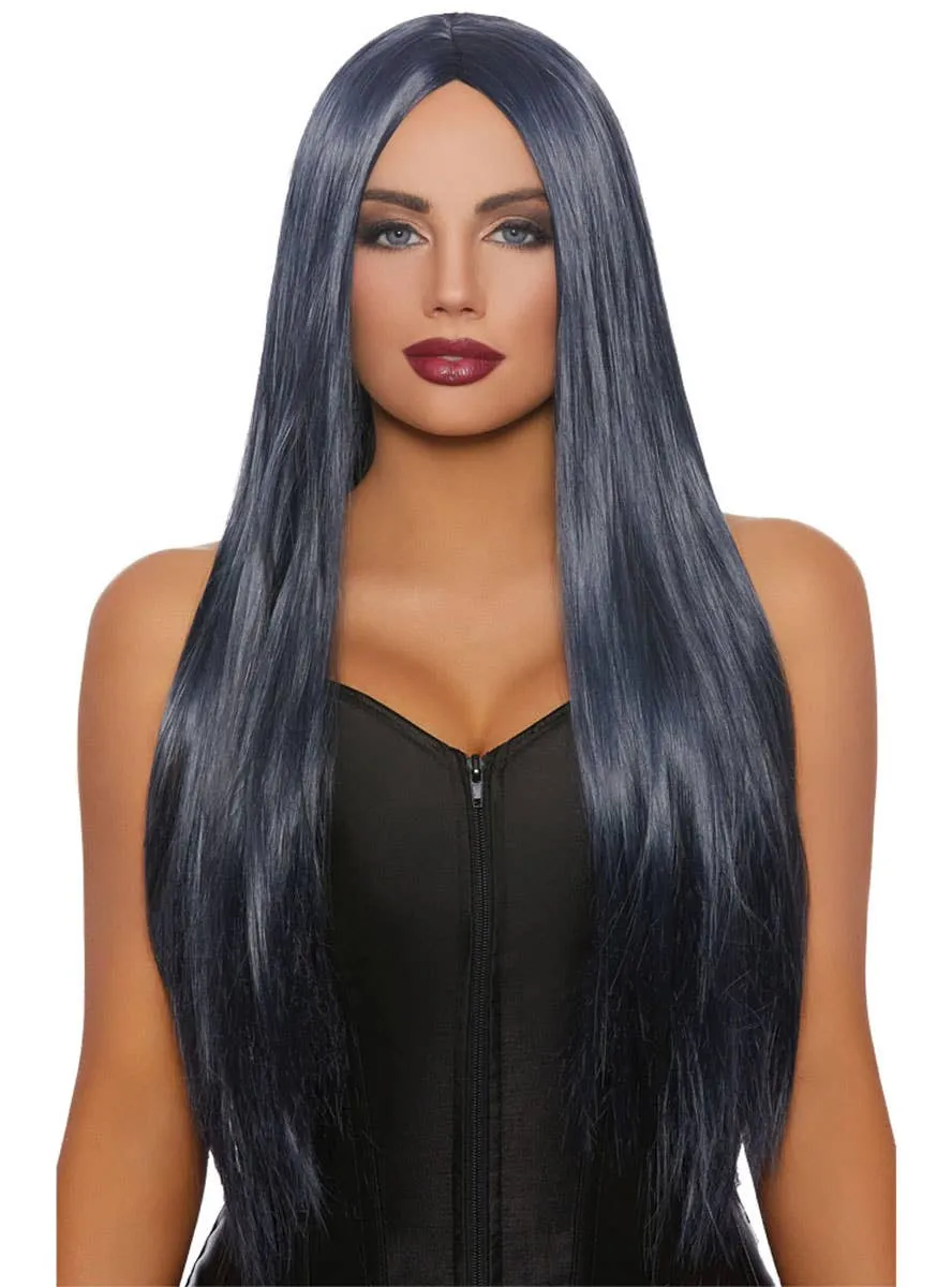 Extra Long Straight Midnight Blue Womens Costume Wig
