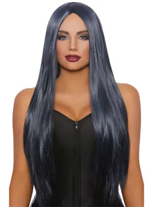 Extra Long Straight Midnight Blue Womens Costume Wig