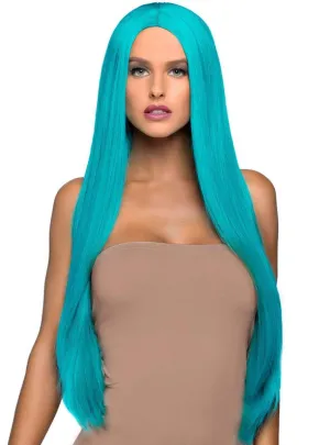 Extra Long Turquoise Green Womens Straight Costume Wig