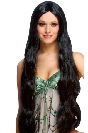 Extra Long Womens Atlantis Black Costume Wig