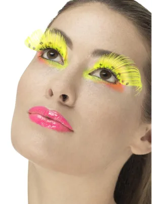 Extra Long Womens Neon Yellow Polka Dot Eyelashes