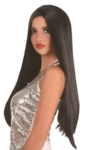 Extra Long Womens Straight Black Costume Wig