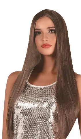Extra Long Womens Straight Brown Costume Wig
