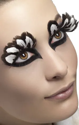 Extravagant Brown Feather Costume Eyelashes