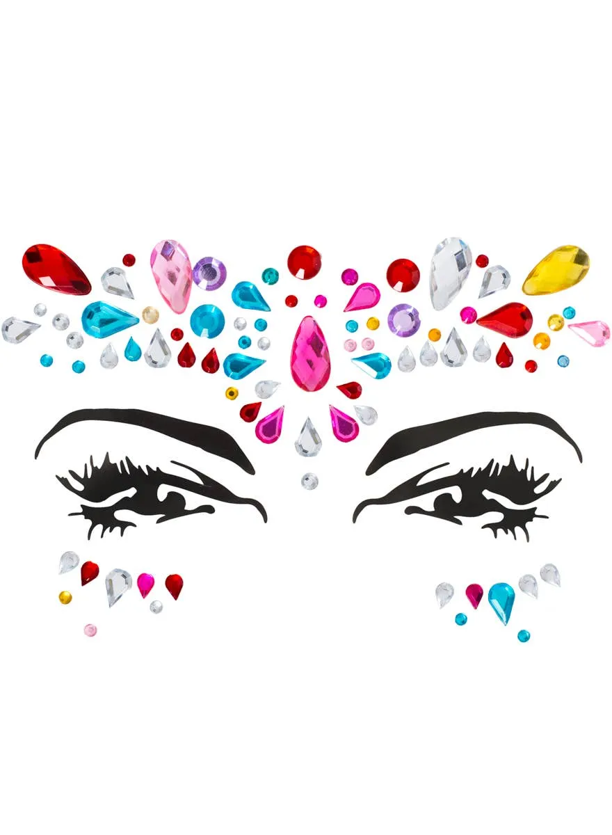 Fabulous Rainbow Crystal Diamante Stick On Face Jewels