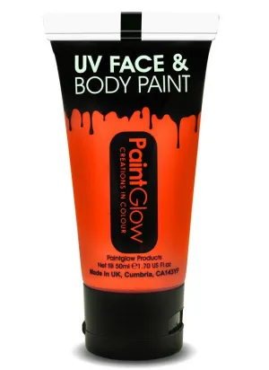 Face and Body Neon Orange UV Reactive Cream Makeup - 50ml