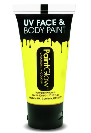 Face and Body Neon Yellow UV Reactive Cream Makeup - 50ml