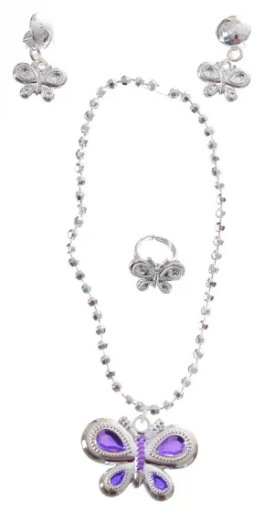 Fairy Purple Butterfly Girls Costume Jewellery Set