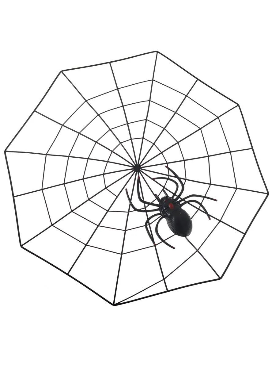 Fake Black Plastic Spiderweb with Spider Halloween Decoration