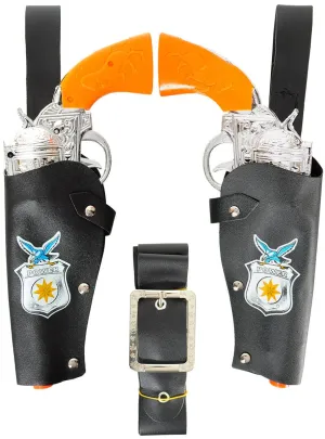 Fake Cowboy Revolver Guns and Belt Holster Set