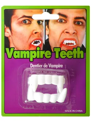 Fake White Plastic Top and Bottom Vampire Teeth