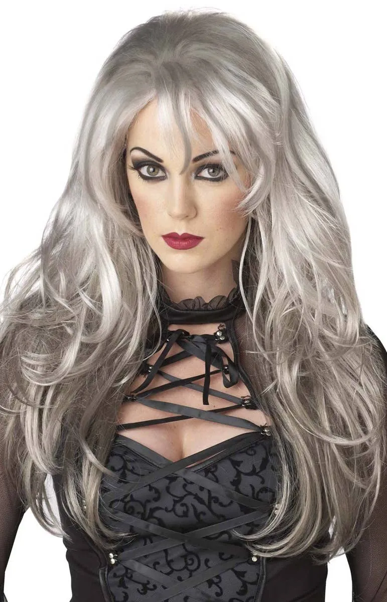Fallen Angel Grey Womens Halloween Costume Wig
