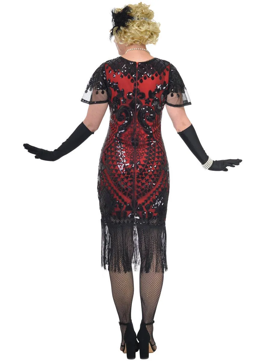 Fancy 20s Plus Size Womens Red and Black Gatsby Dress Costume