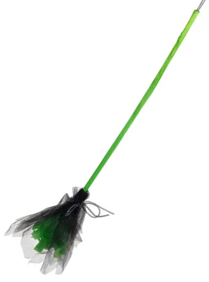 Fancy Black and Green Glitter Witch Broomstick