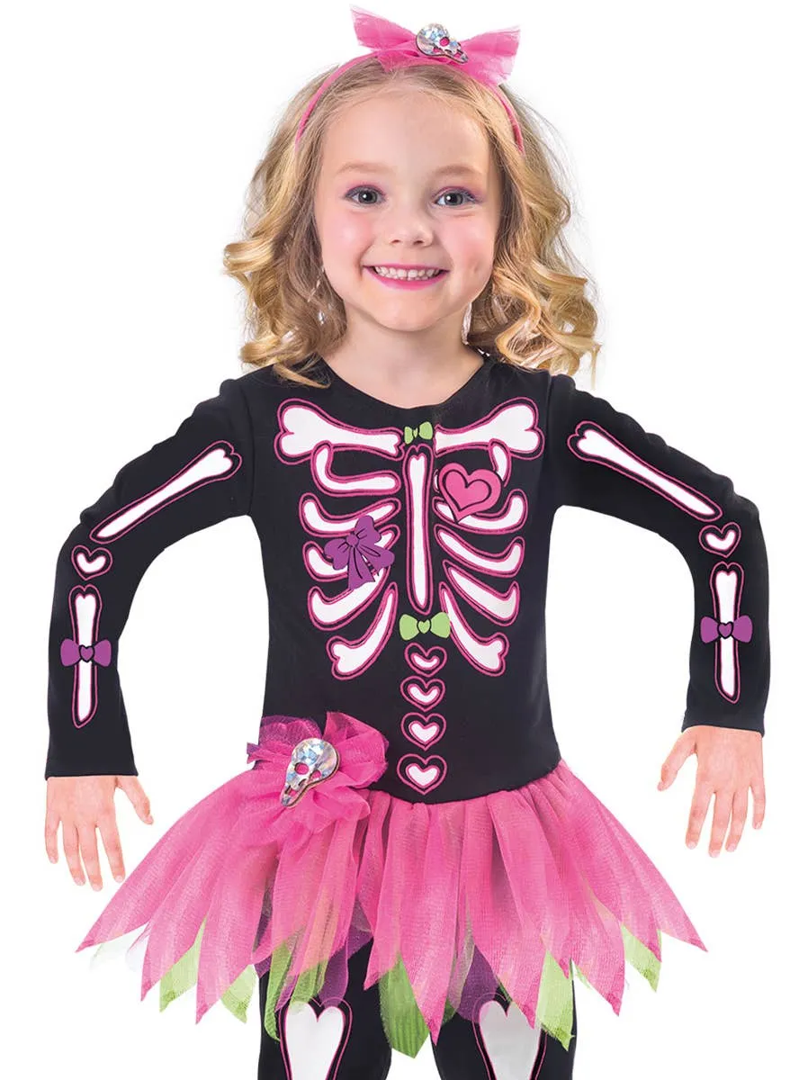 Fancy Bones Toddler Girls Skeleton Halloween Costume