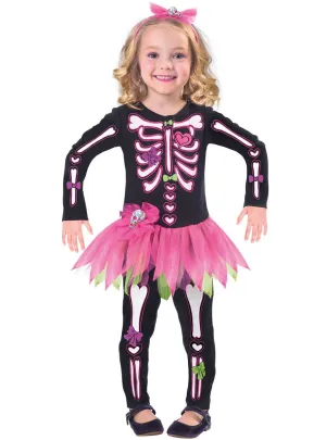 Fancy Bones Toddler Girls Skeleton Halloween Costume