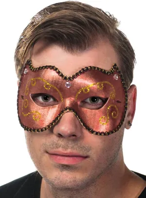 Fancy Red and Gold Vinyl Mens Masquerade Mask