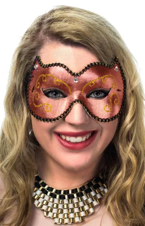 Fancy Rose and Gold Vinyl Womens Masquerade Mask